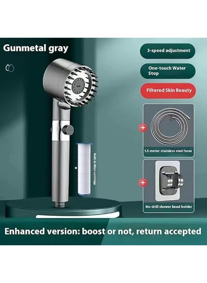 High Pressure Filtered Shower Head - 2-in-1 Handheld, Pause Button, Multiple Spray Modes, Multi-Stage Filtration Beads for Hard Water, Water-Saving - Image 2